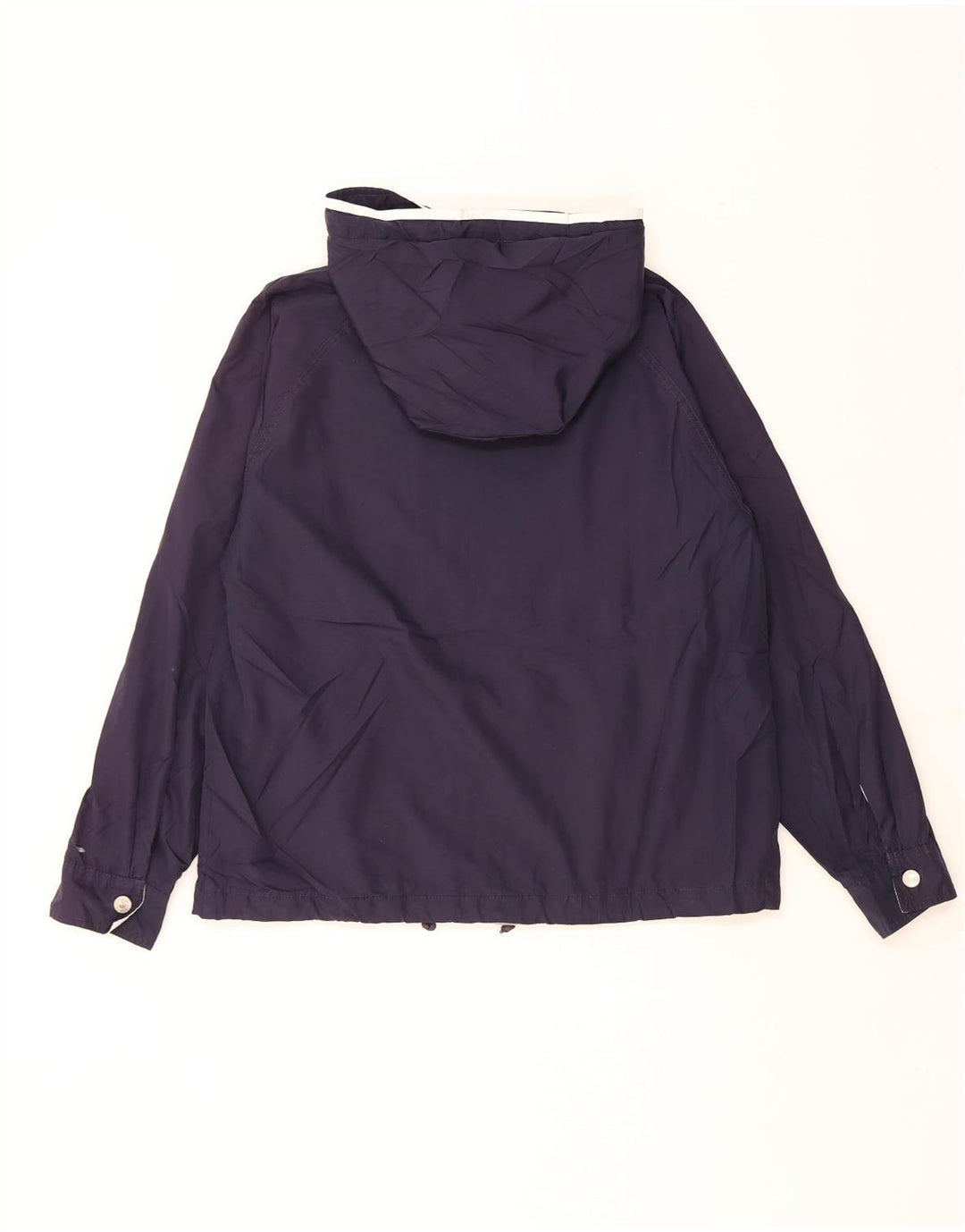 EDDIE BAUER Regnjakke med hætte til kvinder UK 14 Mellem marineblå polyester