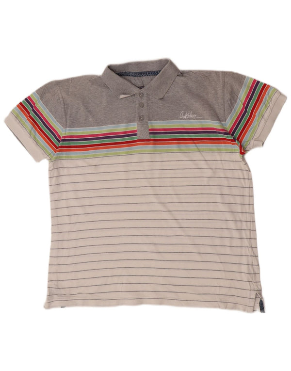 Quiksilver Mens Polo Shirt Medium Grey Striped Cotton