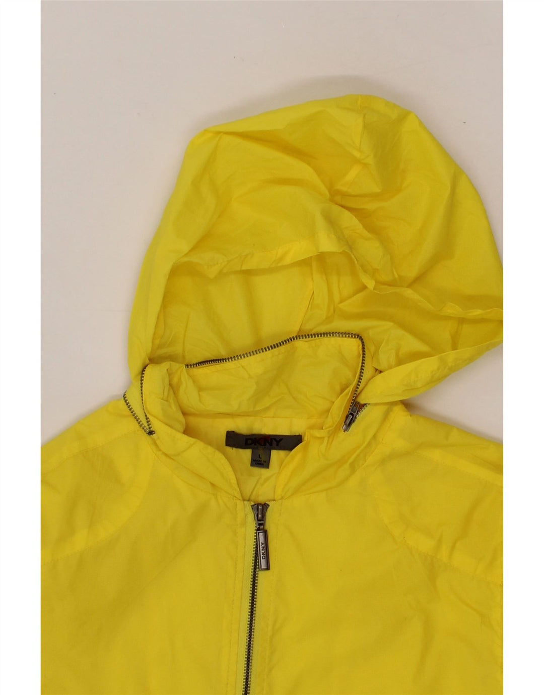 DKNY Boys Graphic Hooded Rain Jacket 11-12 Years Large Yellow Nylon Vintage Dkny and Second-Hand Dkny from Messina Hembry 