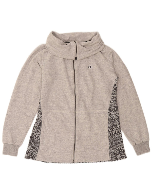 Champion Womens træningsdragt Topjakke UK 14 Large Grey Fair Isle Cotton