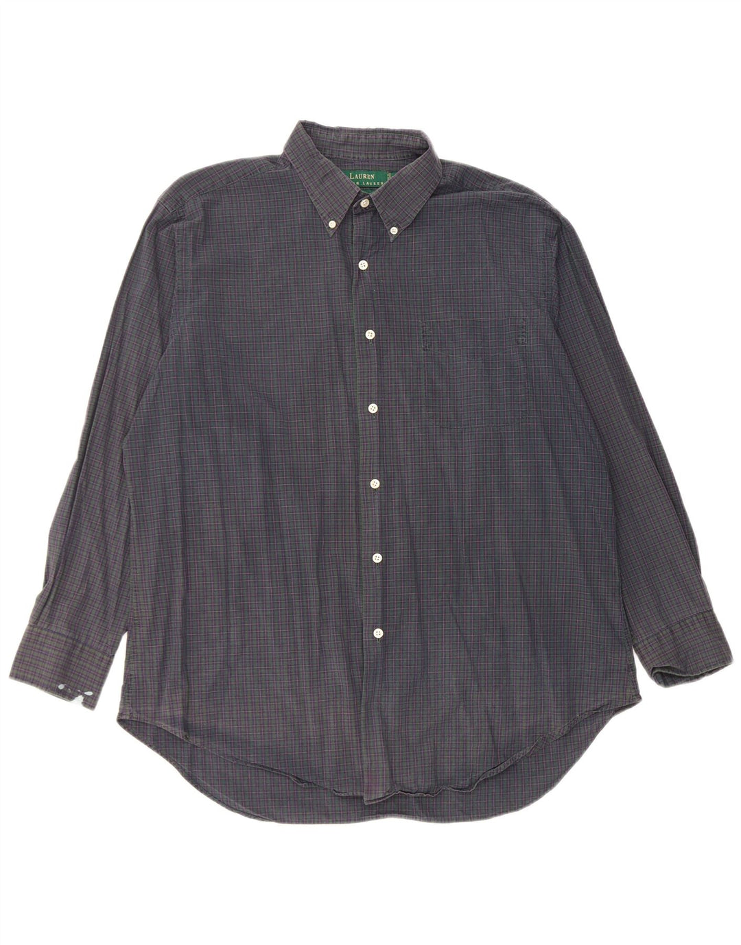 Ralph Lauren Herreskjorte str. 16 1/2 Large Navy Blue Gingham Cotton
