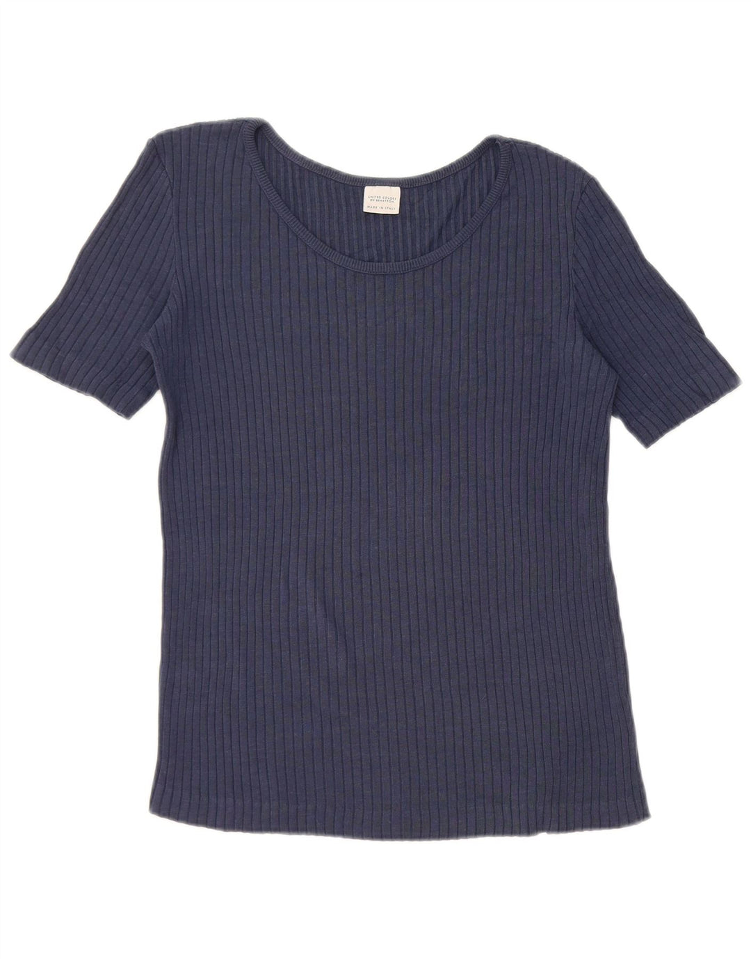 Benetton Dame T-Shirt Top UK 12 Medium Navy Blue