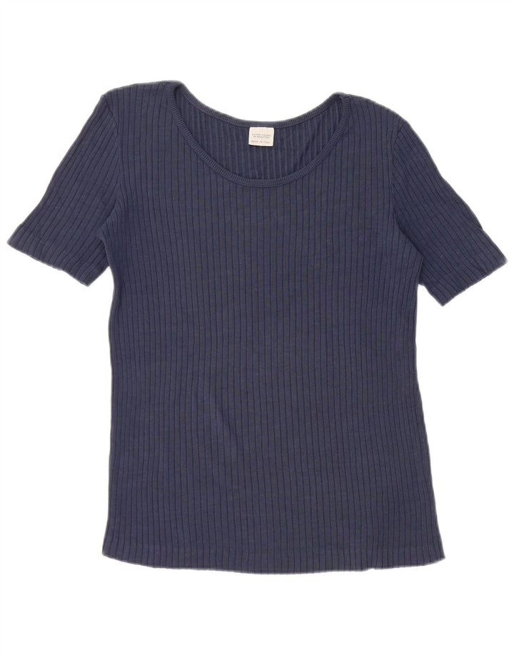 Benetton Dame T-Shirt Top UK 12 Medium Navy Blue