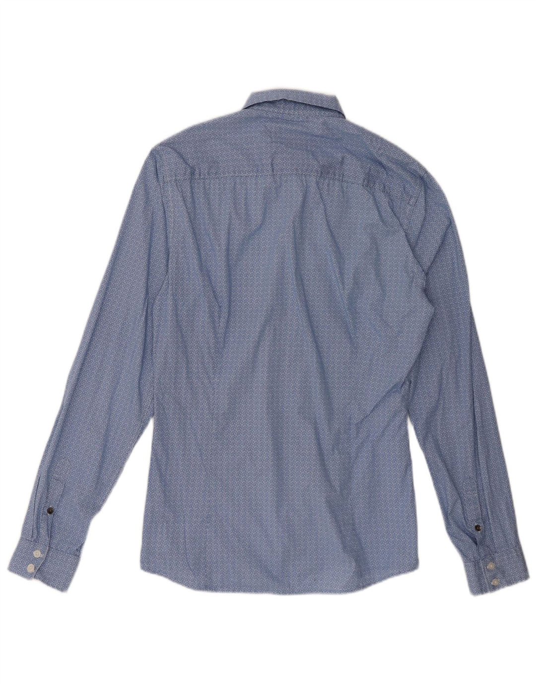 GUESS Mens Shirt UK 40 Medium Blue Geometric Cotton