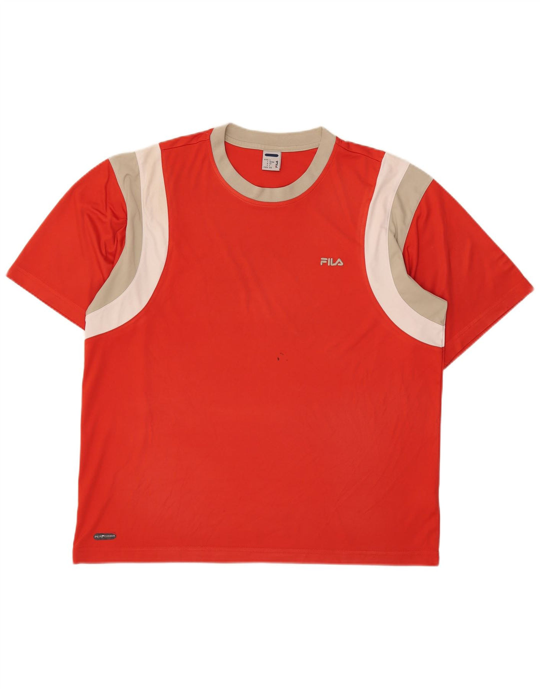 Fila Herre T-Shirt Top IT 52/54 Stor Rød Colourblock Polyester