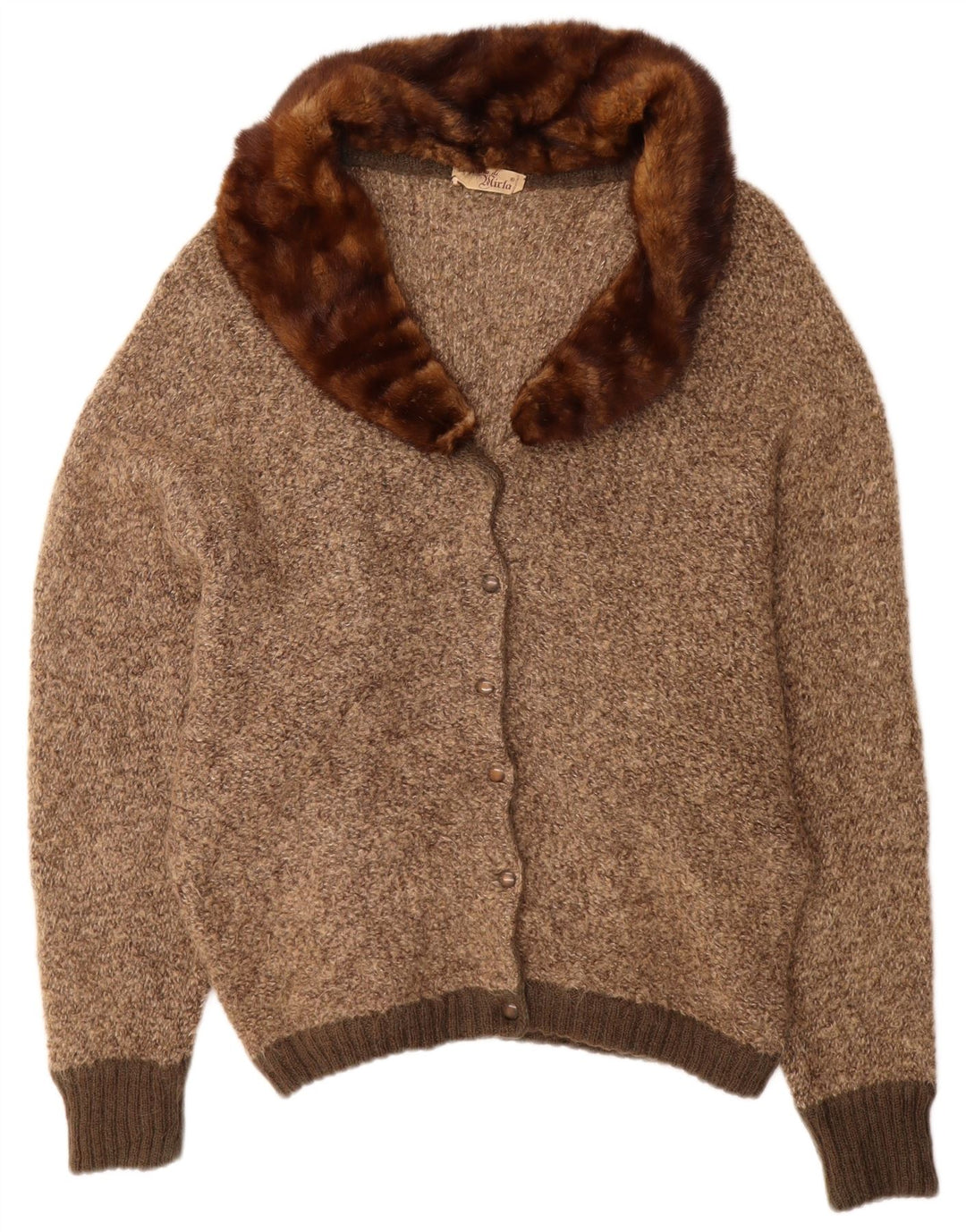 VINTAGE Dame Cardigan Sweater UK 18 XL Brun