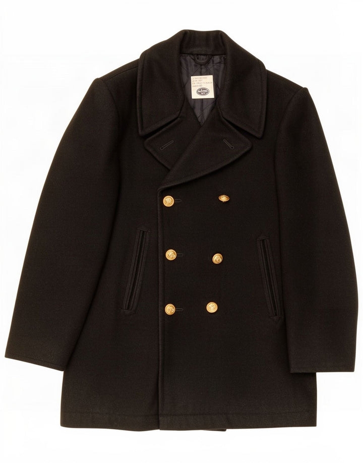 Mil-Tec Herre Loose Fit Pea Coat UK 34 XS Sort Uld