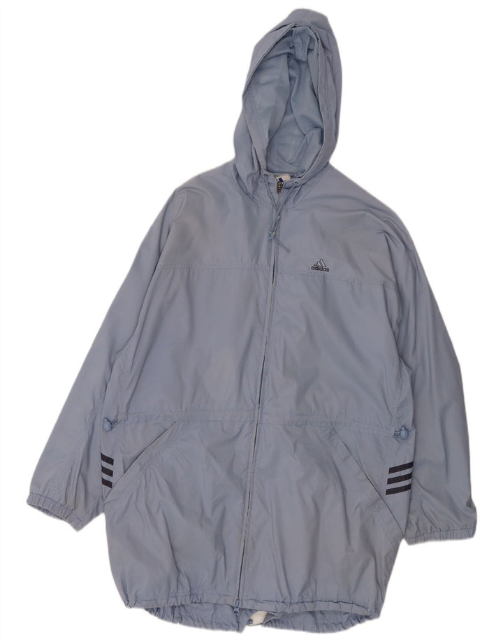 ADIDAS Oversized regnfrakke med hætte til kvinder UK 12 Medium Blue Polyamide