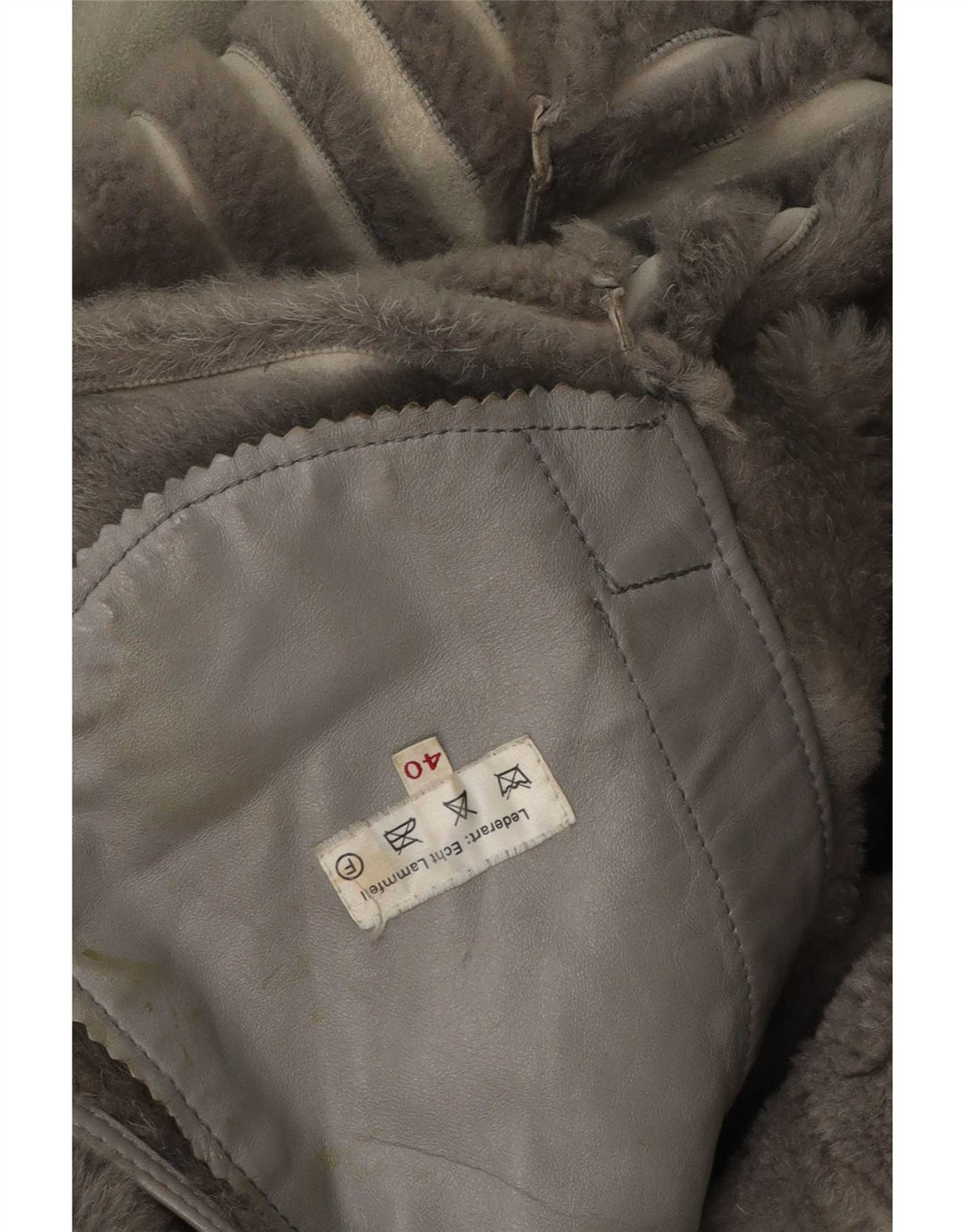 Vintage dame shearling frakke EU 40 mellemgrå lammeskind