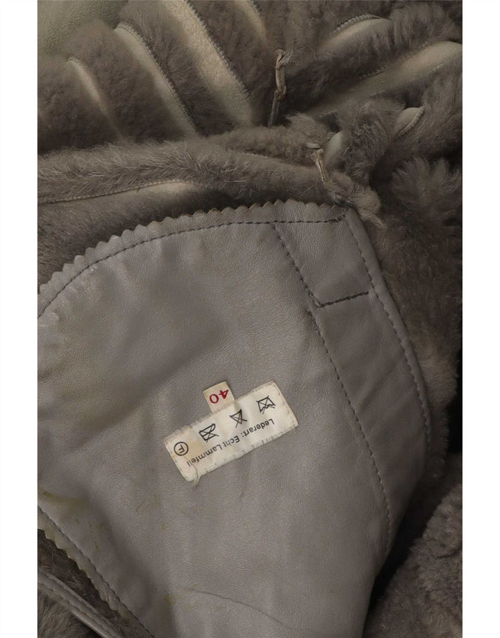 Vintage dame shearling frakke EU 40 mellemgrå lammeskind
