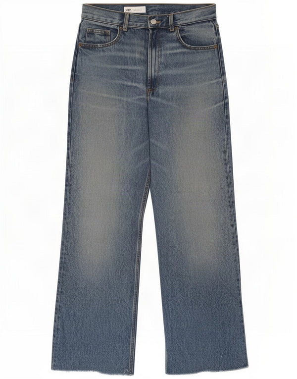 Zara Dame Jeans med brede ben EU 38 Small W28 L28 Blå