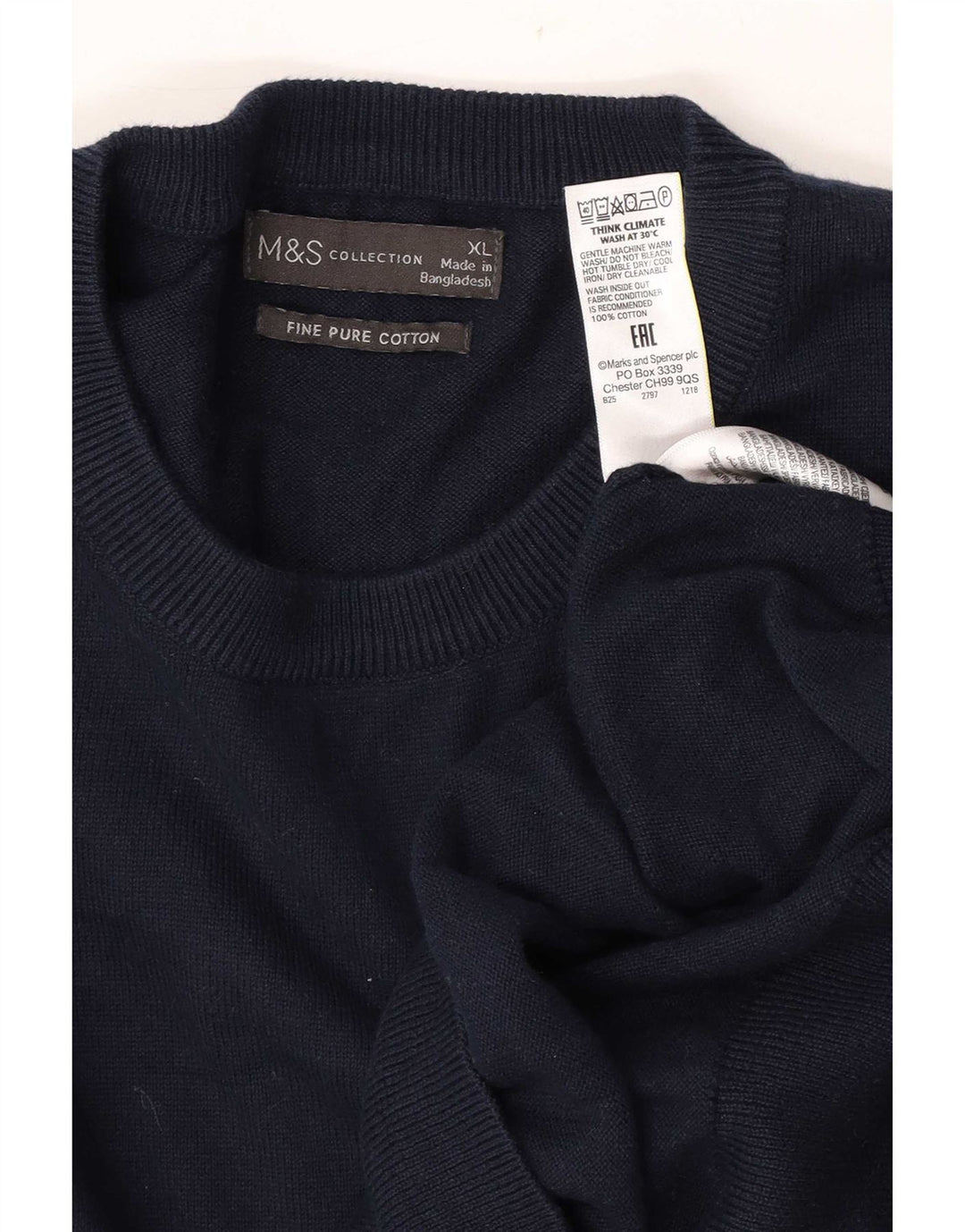 Marks & Spencer Herre sweater med rund hals XL marineblå bomuld
