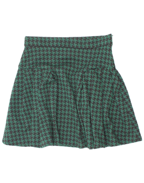 Zara Plisseret nederdel til piger 13-14 år W26 Grøn Houndstooth Polyester