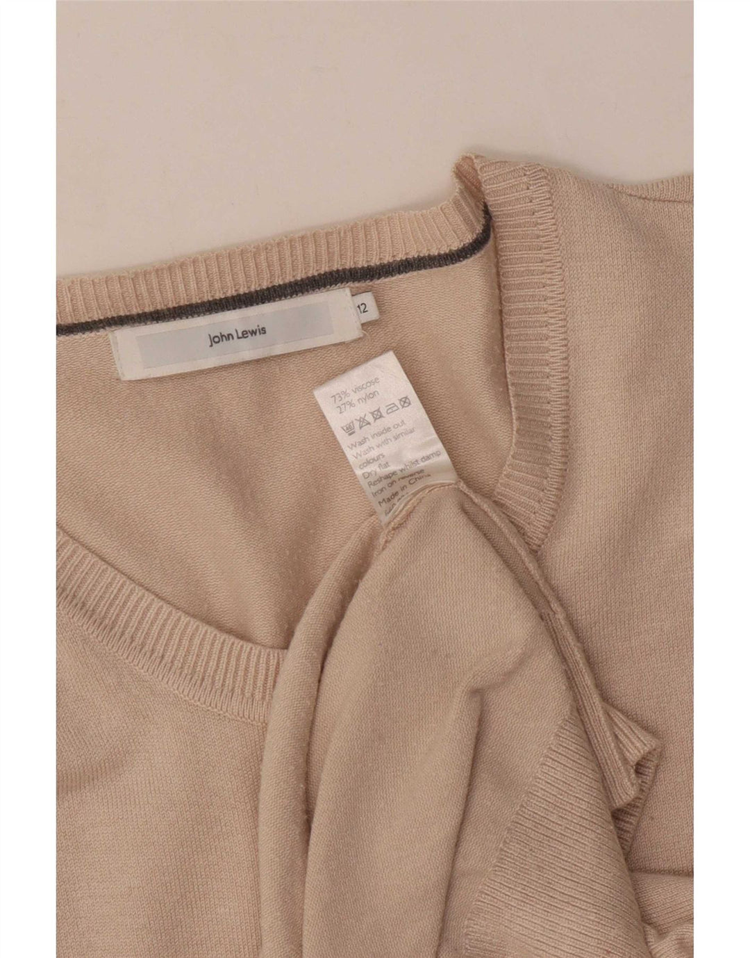 John Lewis dame cardigan sweater UK 12 Medium Beige Viscose