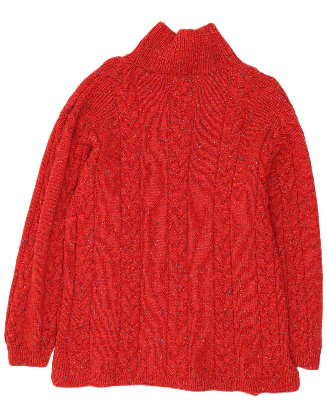 VINTAGE Herre Turtle Neck Jumper Sweater Medium Rød Flecked