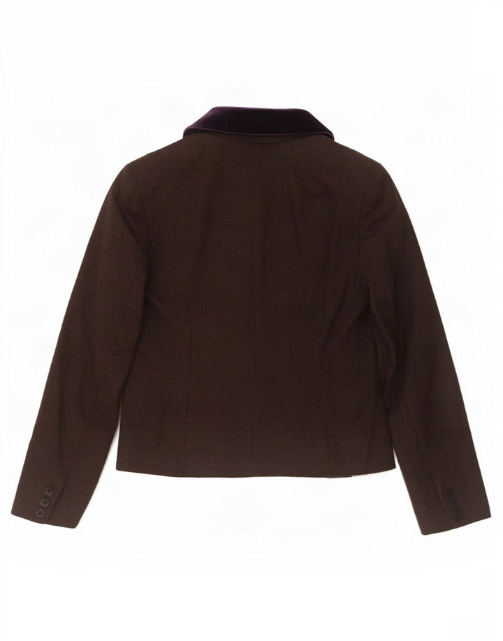 Ted Baker Dame 1 Knap Blazer Jakke Størrelse 3 Medium Brun Uld