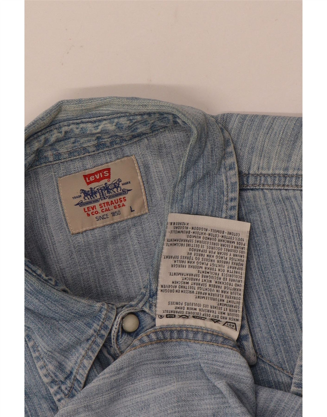Levi's Denimskjorte til mænd, stor blå nålestribet bomuld