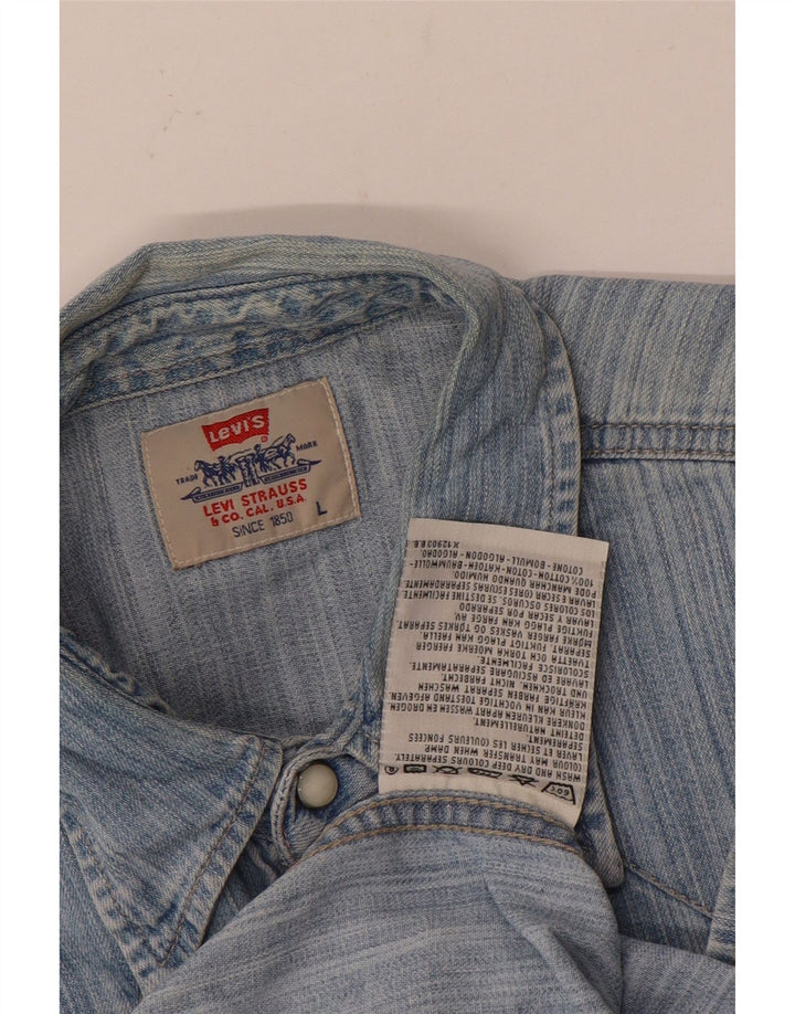 Levi's Denimskjorte til mænd, stor blå nålestribet bomuld