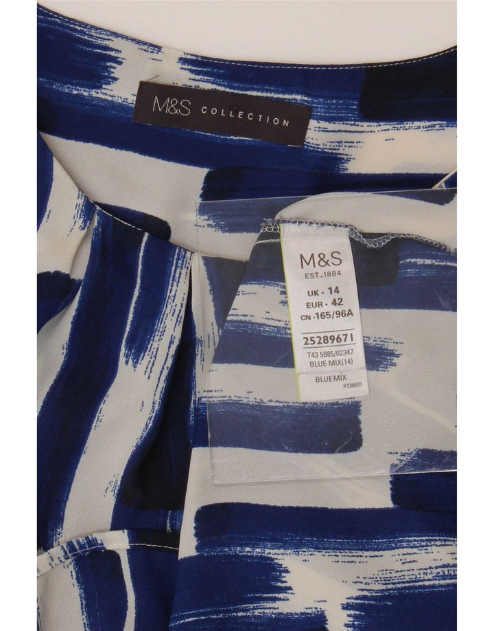 Marks & Spencer kvinders abstrakt mønster bluse Top UK 14 Large Blue