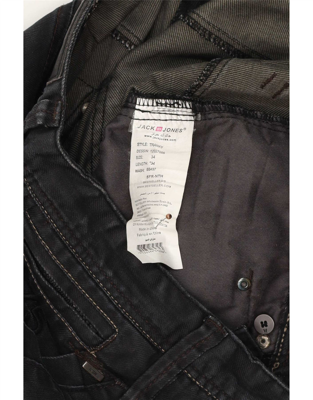 Jack & Jones Straight Jeans til mænd W34 L34 Sort bomuld