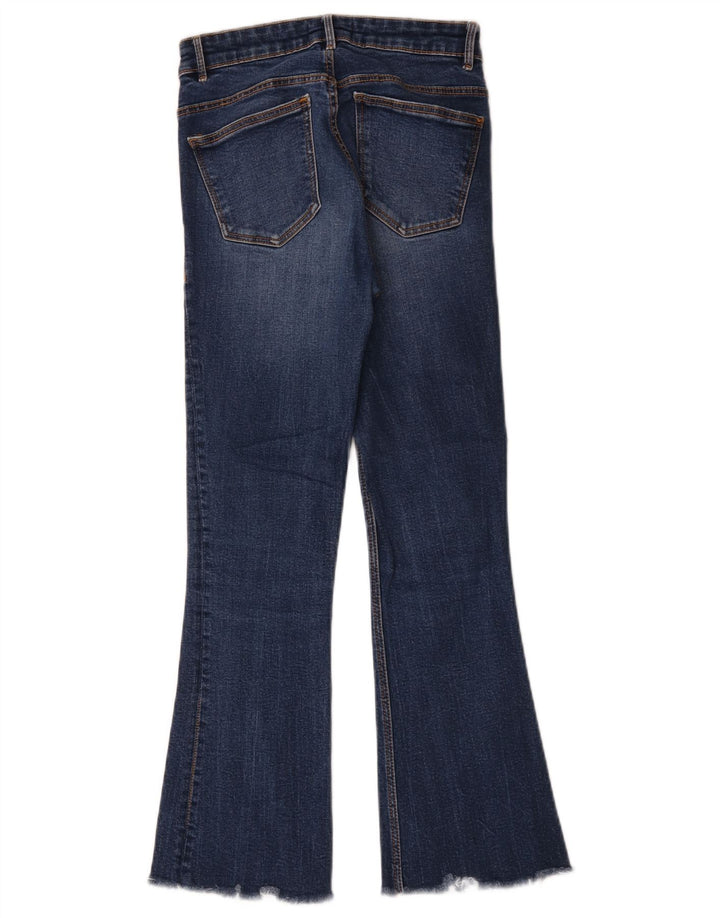 Zara Womens Crop Flared Jeans EU 34 2XS W24 L25 Blå