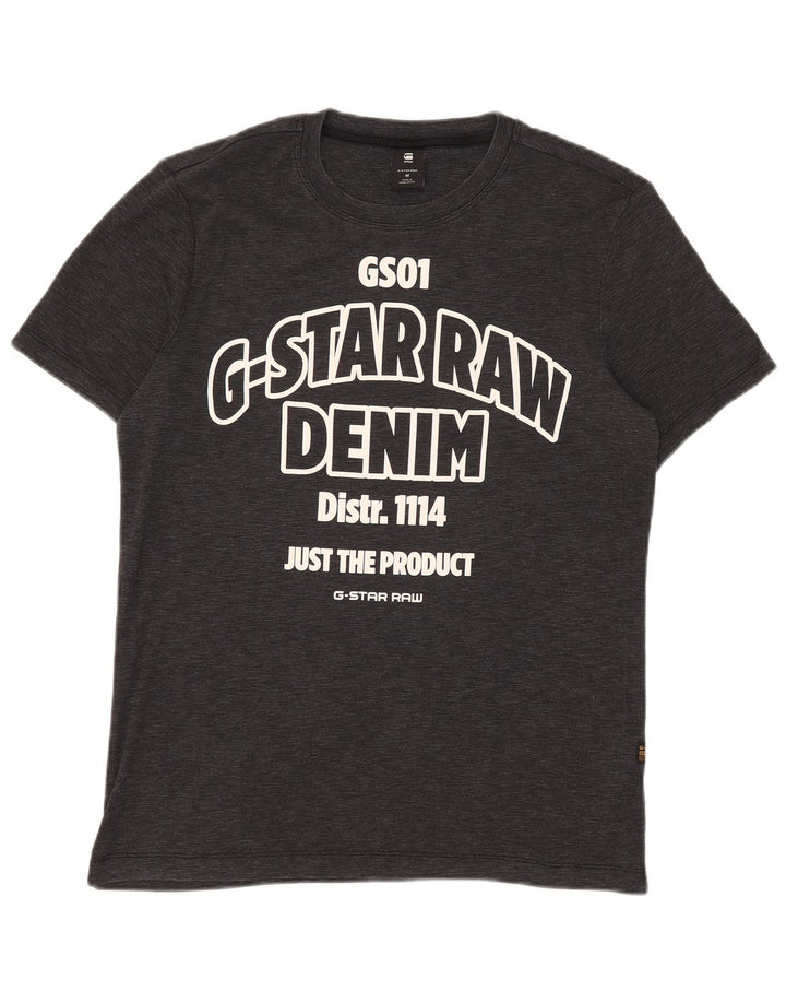 G-Star Herre grafisk T-shirt Top Medium Sort Flecked Bomuld