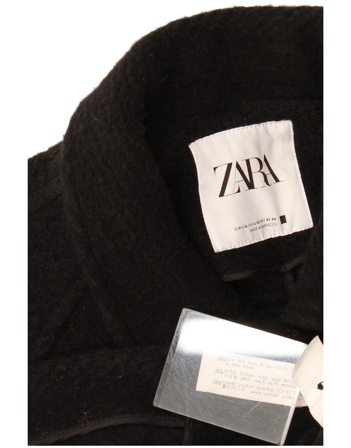 Zara Herre Overfrakke UK 40 Stor Sort Uld