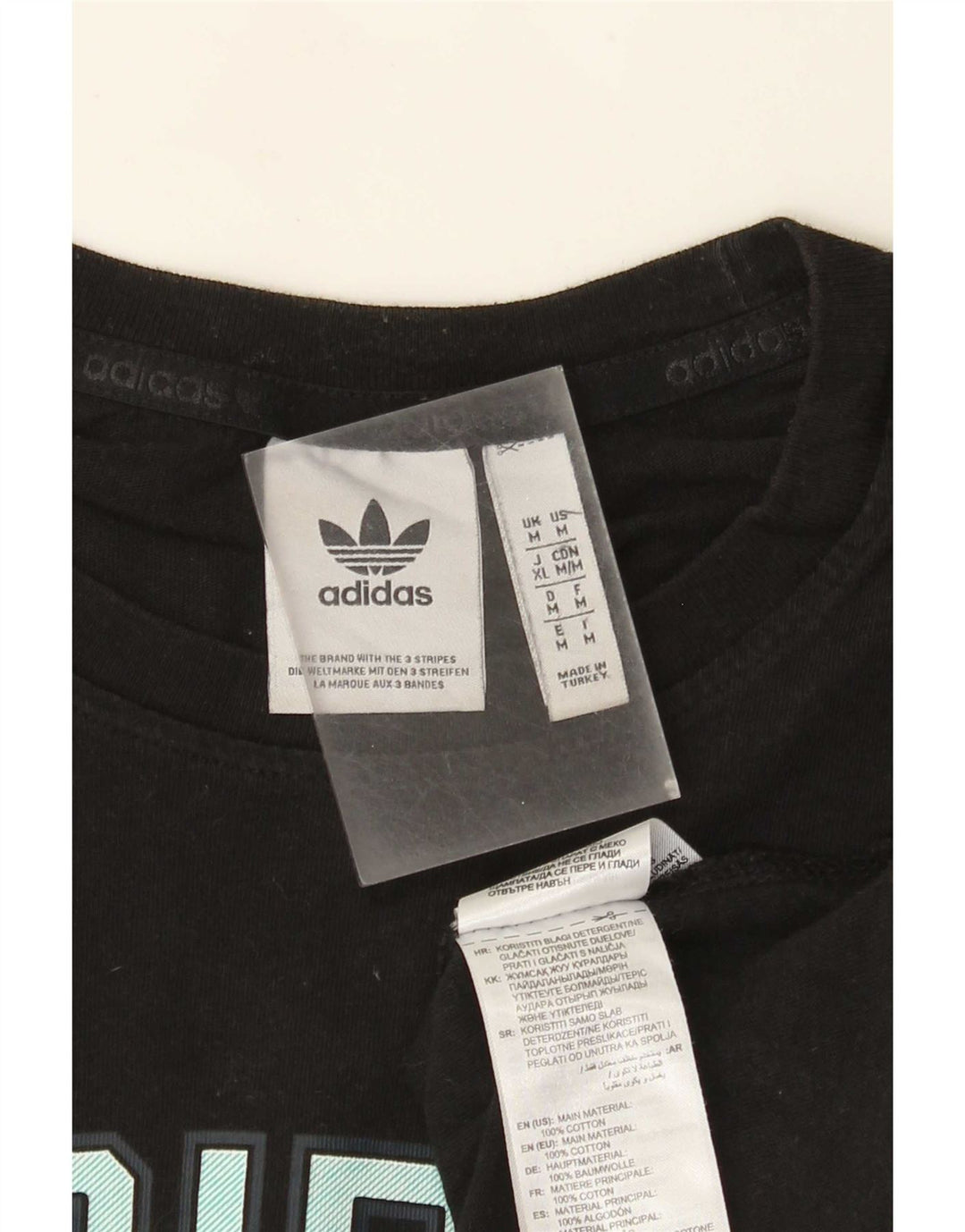 Adidas Herre grafisk T-shirt Top Medium Sort Bomuld