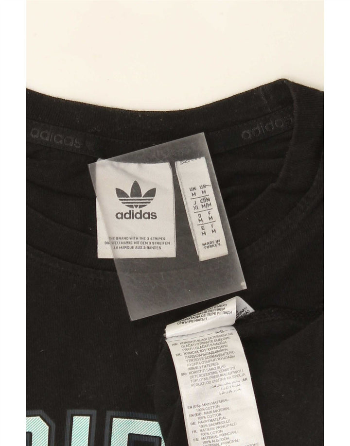 Adidas Herre grafisk T-shirt Top Medium Sort Bomuld