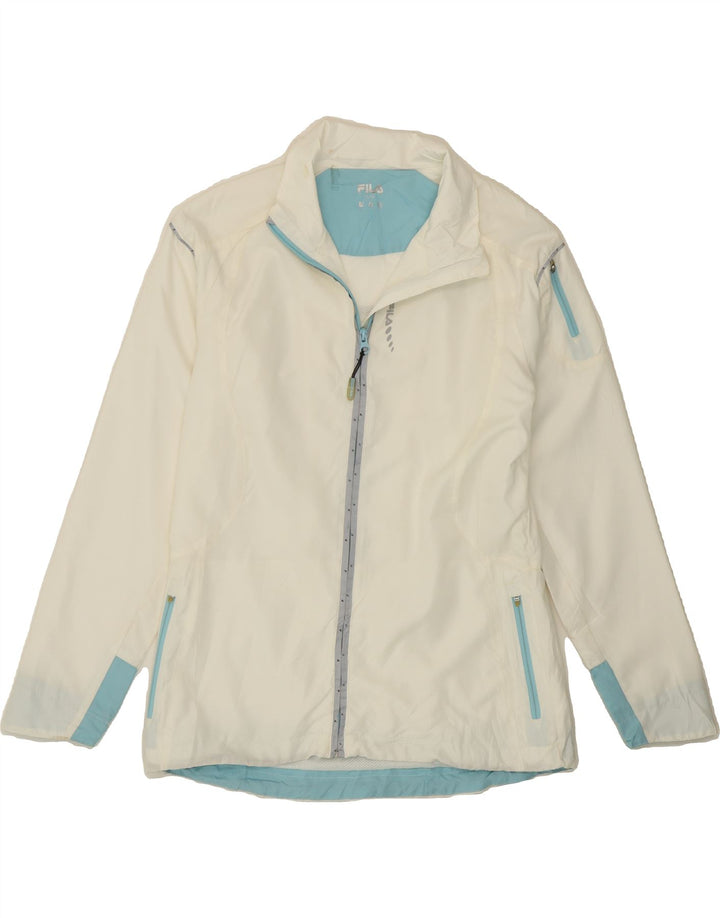 FILA Womens Tracksuit Top Jacket UK 16 Large White Colourblock Polyester Vintage Fila and Second-Hand Fila from Messina Hembry 