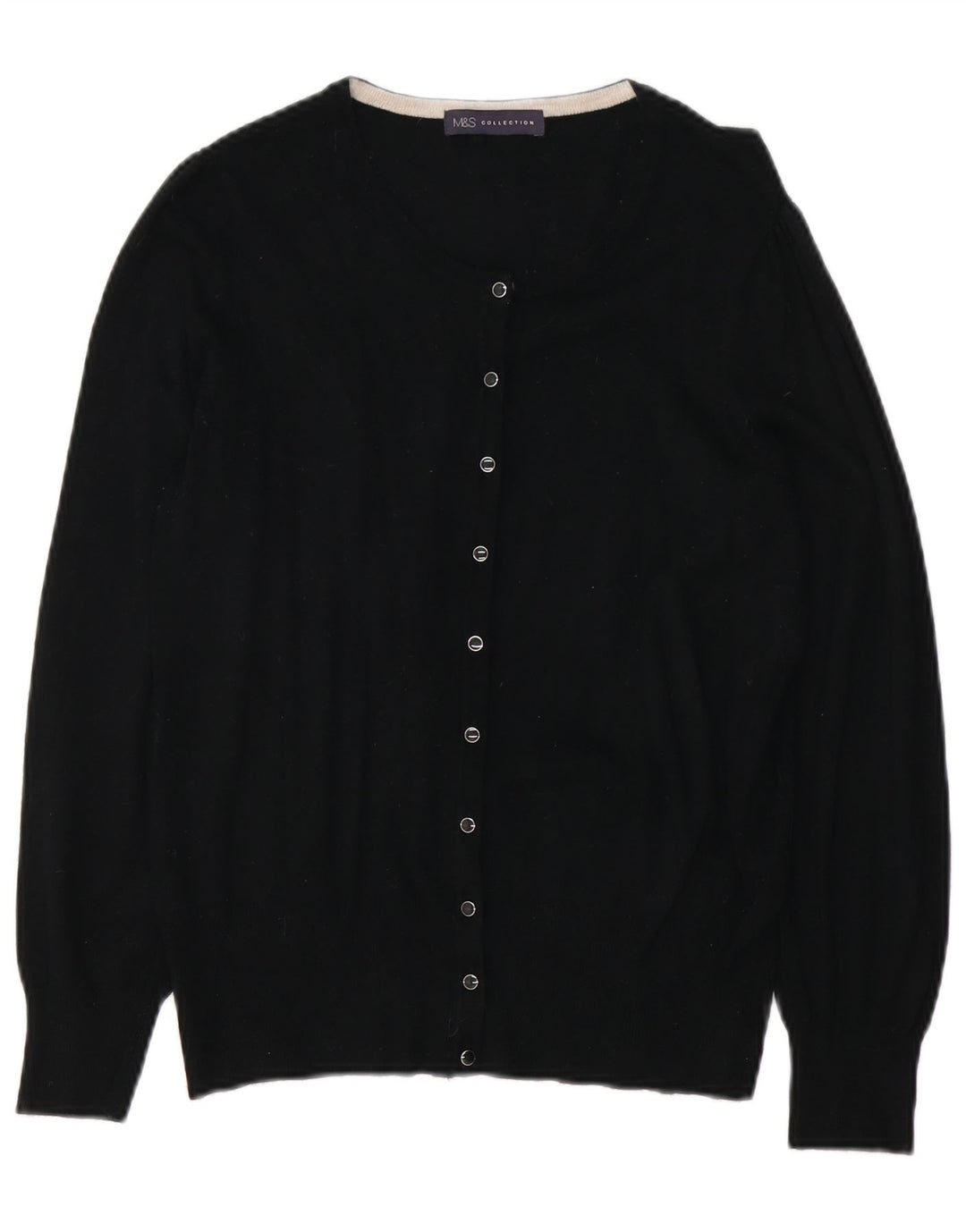 Marks & Spencer Dame Cardigan Sweater UK 12 Medium Black Viscose