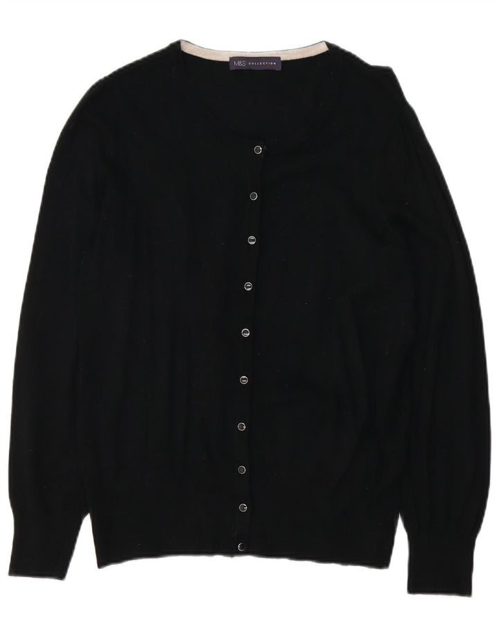 Marks & Spencer Dame Cardigan Sweater UK 12 Medium Black Viscose