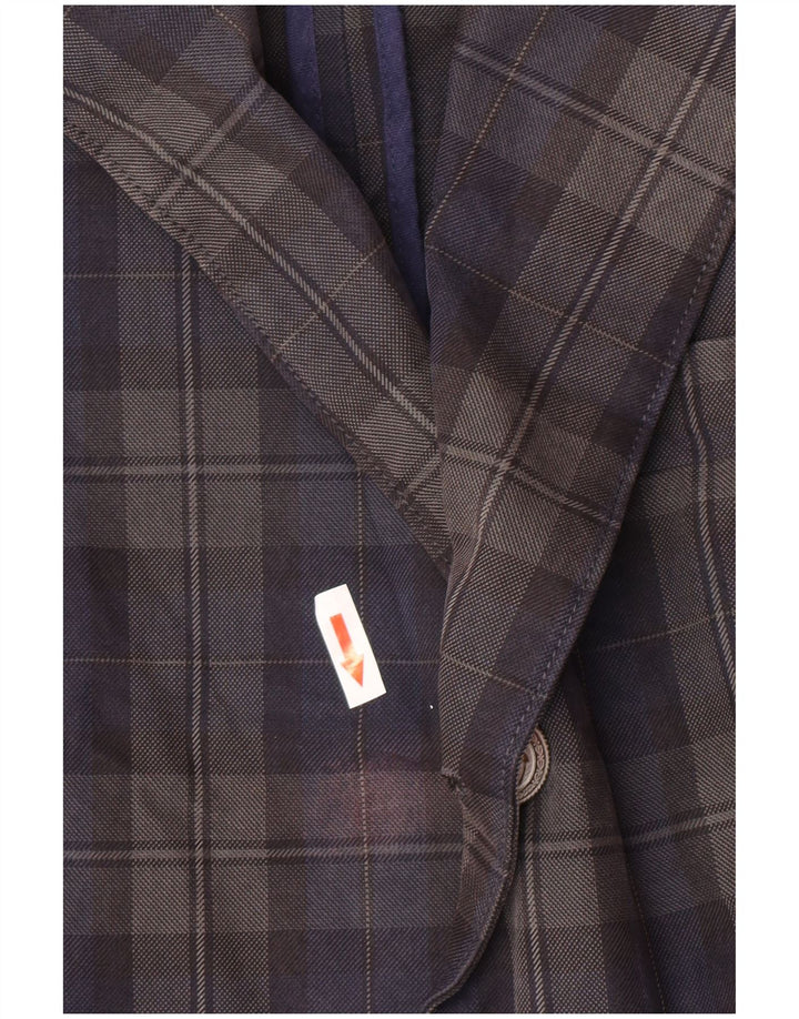 Jaggy Herre 3-knaps blazerjakke IT 48 Mellem marineblå ternet bomuld