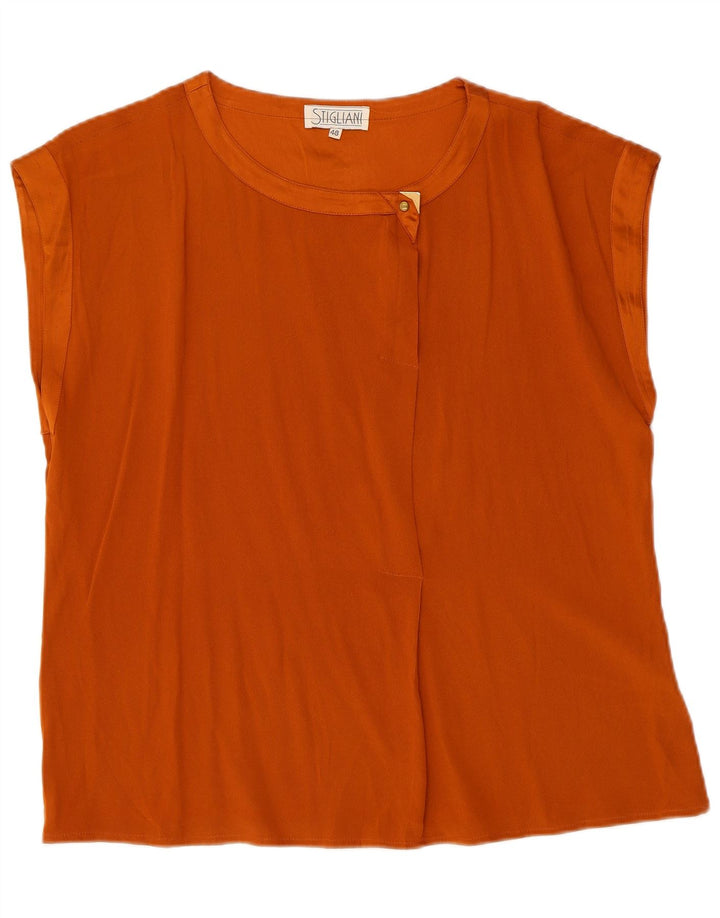 Vintage ærmeløs bluse til kvinder IT 48 XL Orange Acetate
