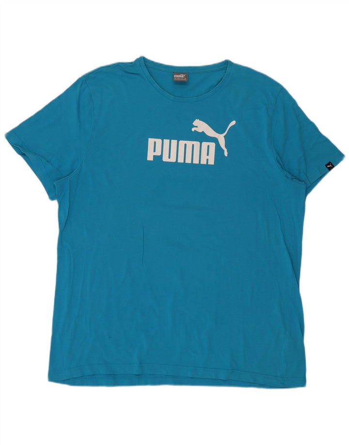 Puma Herre Grafisk T-Shirt Top 2XL Blå Bomuld