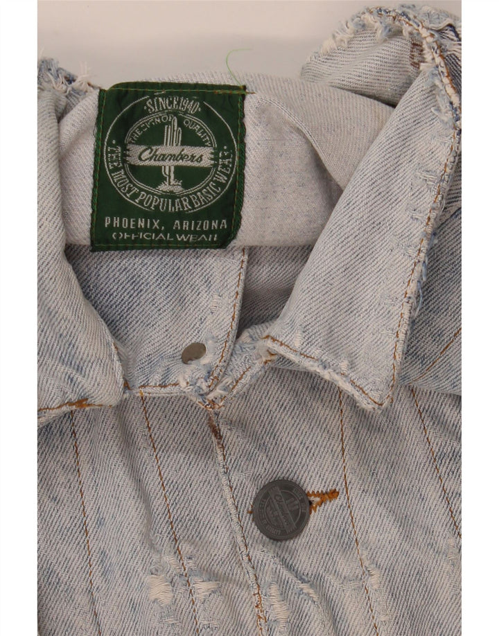 CHAMBERS Dame Crop Denim Jacket UK 16 Large Blue