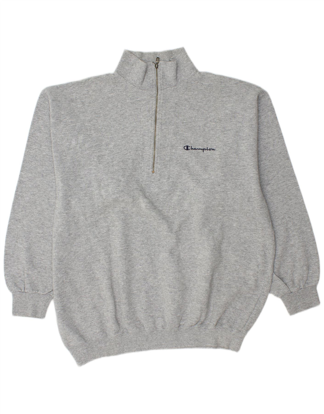 CHAMPION Mens Zip Neck Sweatshirt Jumper 2XL Grey Cotton
