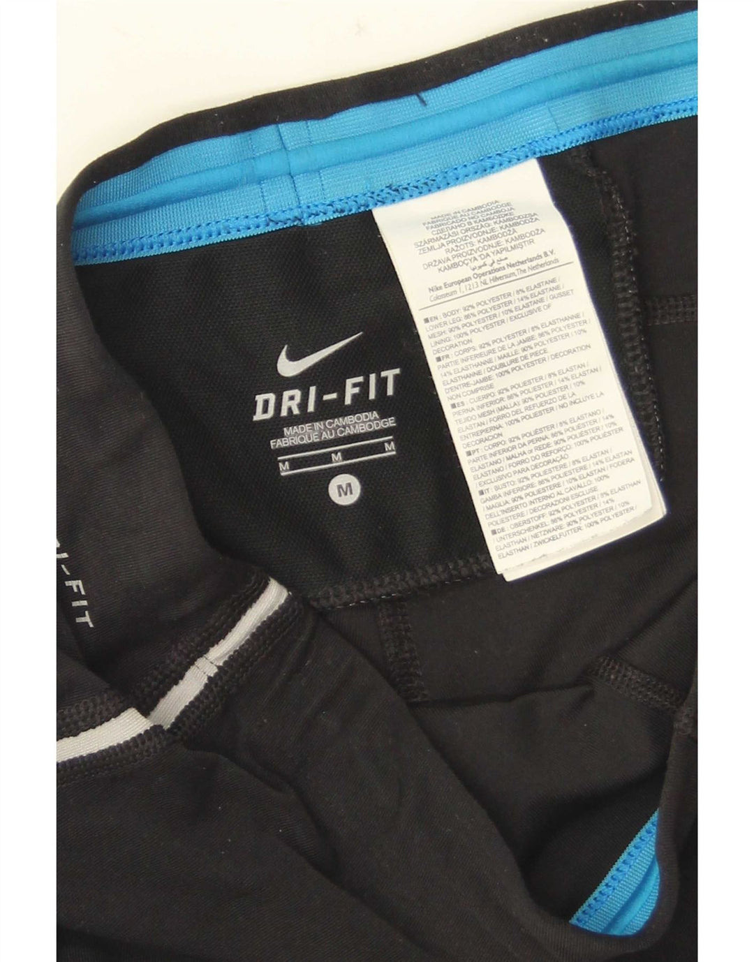Nike Dame Dri Fit Leggings UK 12 Medium Sort Polyester