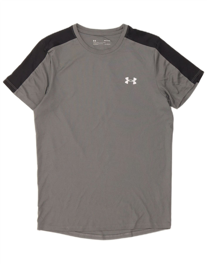 Under Armour Herre Heat Gear T-Shirt Top Lille Grå Colourblock Polyester