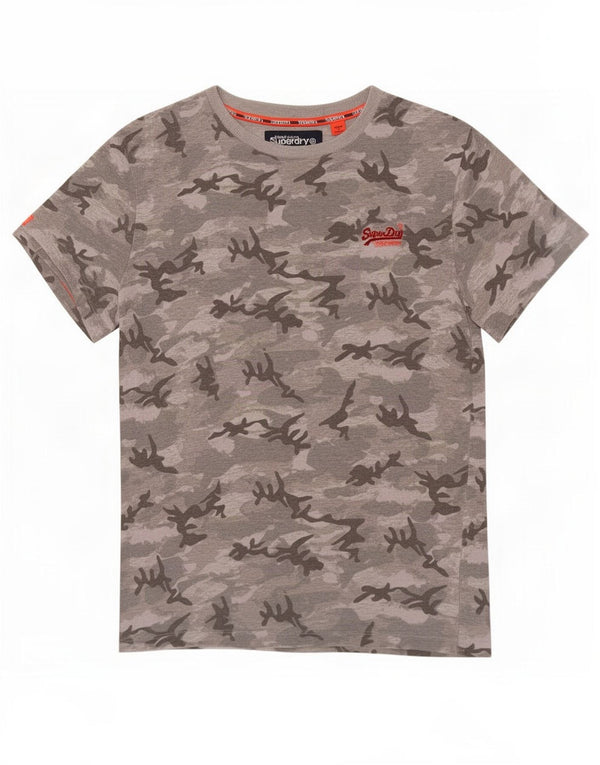 Superdry T-shirt top til mænd XS Grå Camouflage Bomuld