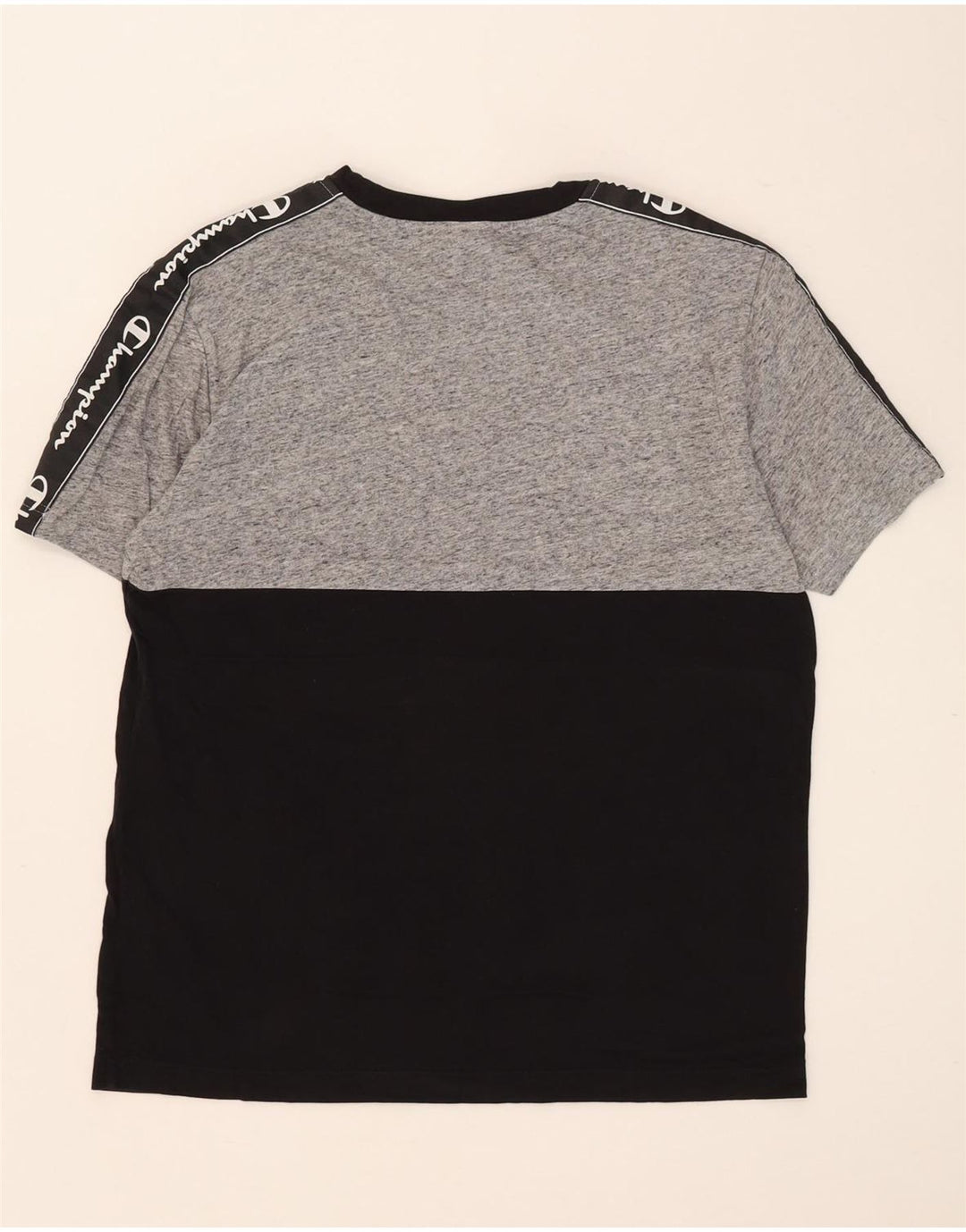 Champion Herre grafisk T-shirt Top Medium Sort Colourblock Bomuld