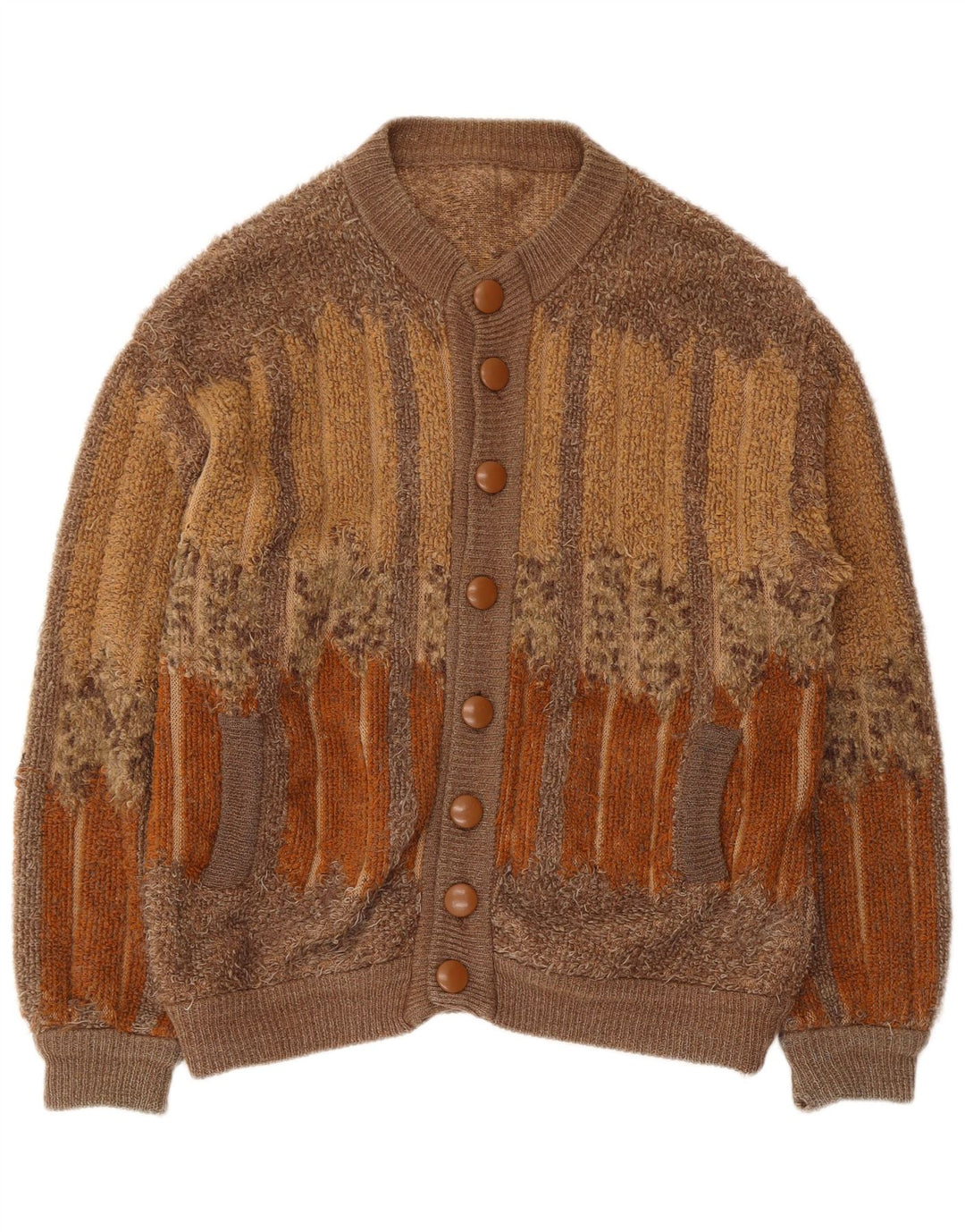 Vintage herre cardigan sweater medium brun geometrisk