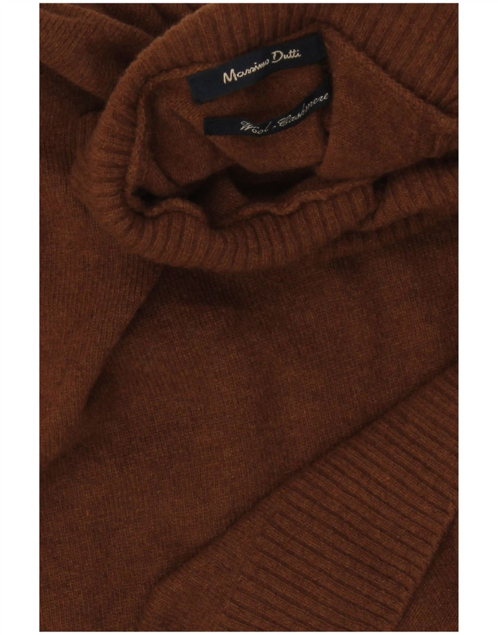 Massimo Dutti Herre Rullehalstrøje Sweater Stor Brun Uld