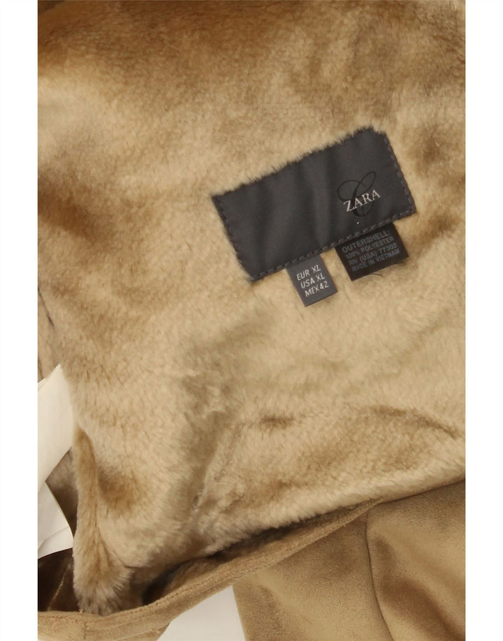 Zara Herre Sherpa Jacket UK 42 XL Beige Polyester