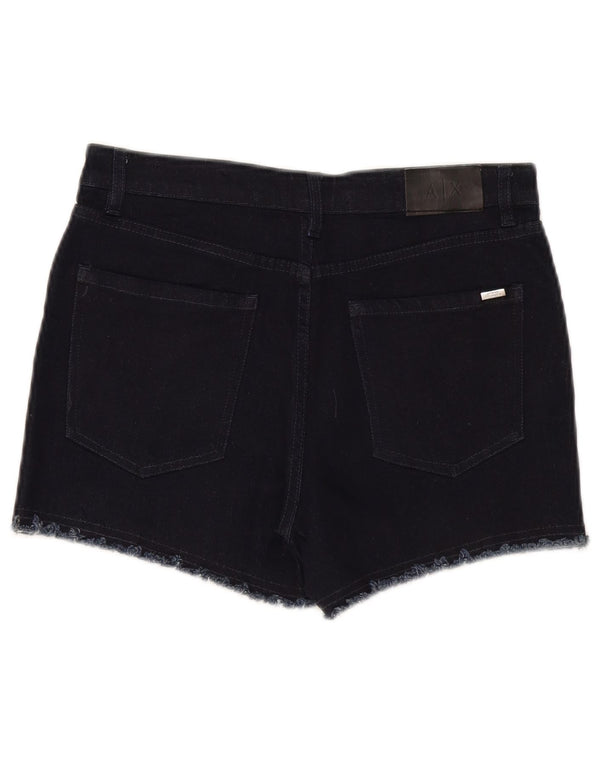 Armani Exchange Womens Mid Rise Denim Shorts W26 Small Black Cotton
