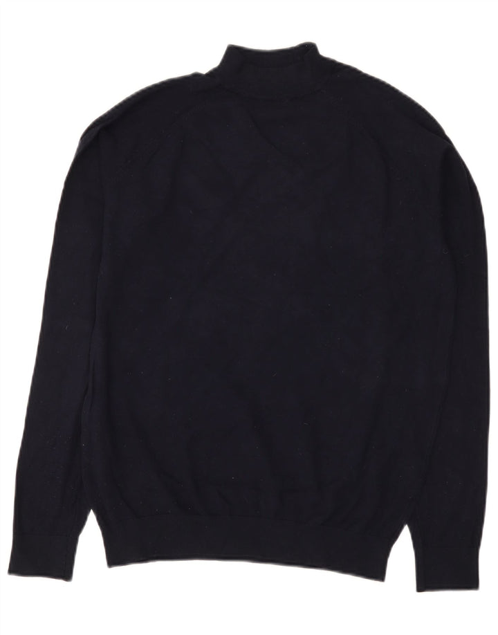 Zara Herre Turtle Neck Jumper Sweater Small Navy Blue Viscose
