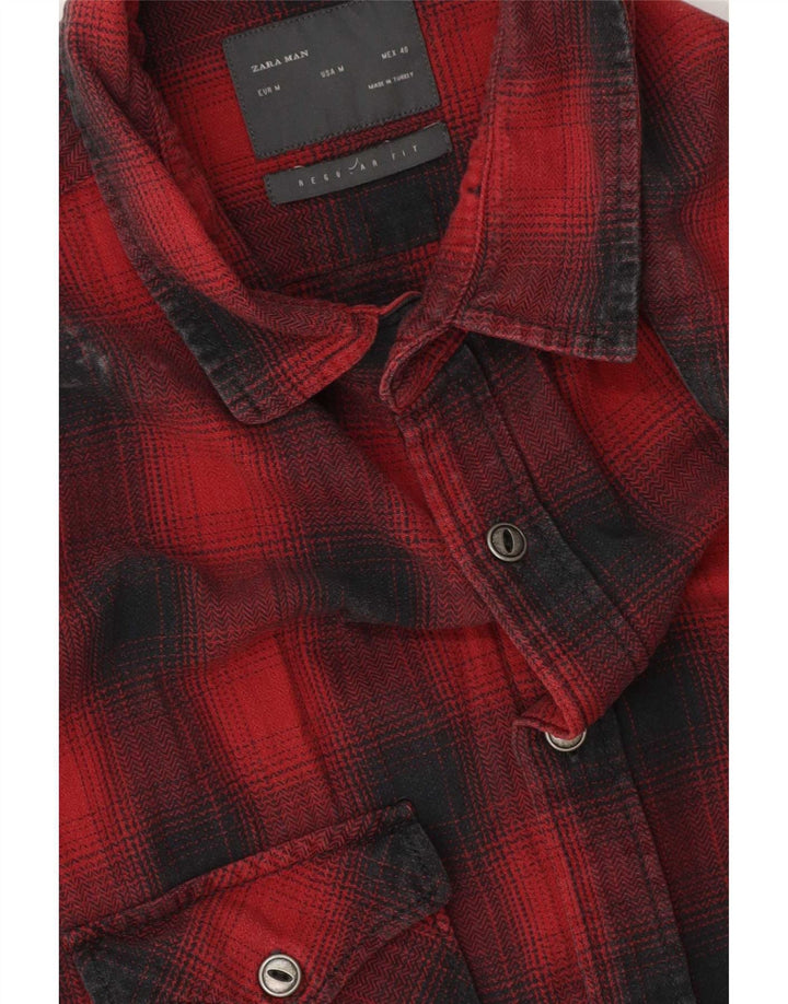 Zara Herre Ærmeløs Regular Fit Flanelskjorte Medium rød ternet