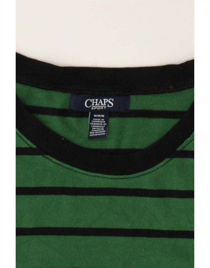 CHAPS Womens T-Shirt Top UK 14 Medium Green Striped Cotton Vintage Chaps and Second-Hand Chaps from Messina Hembry 
