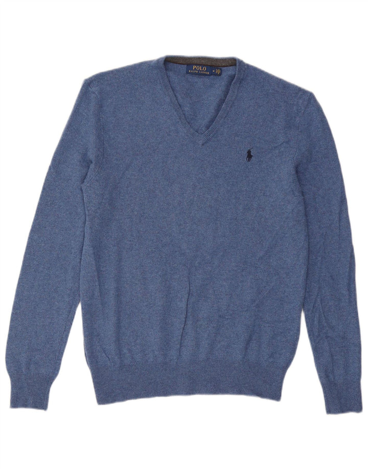 Polo Ralph Lauren Herre V-hals sweater mellemblå uld