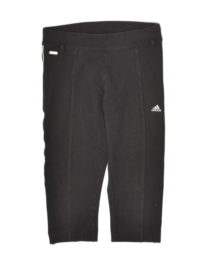 ADIDAS Womens Capri Leggings UK 12 Medium Black Cotton | Vintage Adidas | Thrift | Second-Hand Adidas | Used Clothing | Messina Hembry 